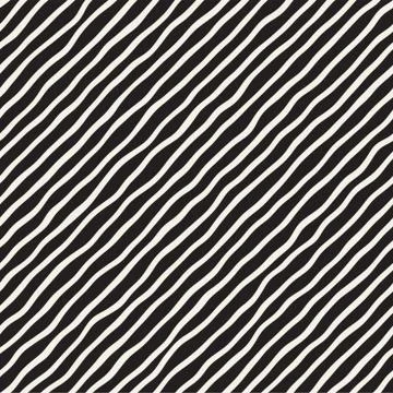 Seamless pattern with hand drawn waves. Abstract background with wavy brush s Stock Illustration