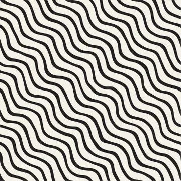 Seamless pattern with hand drawn waves. Abstract background with wavy brush s 스톡 일러스트