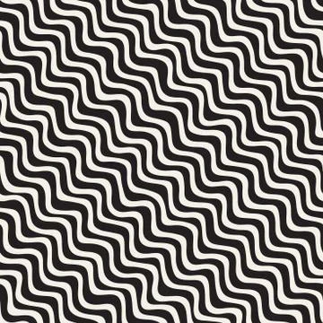 Seamless pattern with hand drawn waves. Abstract background with wavy brush s Stock Illustration