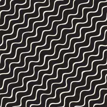 Seamless pattern with hand drawn waves. Abstract background with wavy brush s 스톡 일러스트