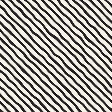 Seamless pattern with hand drawn waves. Abstract background with wavy brush s Stock Illustration