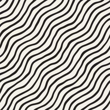 Seamless pattern with hand drawn waves. Abstract background with wavy brush s Stock Illustration