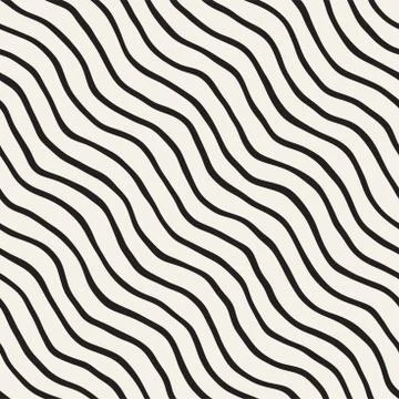 Seamless pattern with hand drawn waves. Abstract background with wavy brush s Stock Illustration