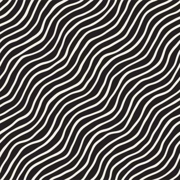 Seamless pattern with hand drawn waves. Abstract background with wavy brush s Illustrazione stock