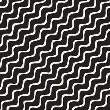 Seamless pattern with hand drawn waves. Abstract background with wavy brush s 스톡 일러스트