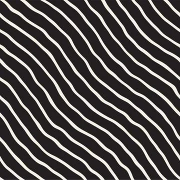 Seamless pattern with hand drawn waves. Abstract background with wavy brush s Stock Illustration