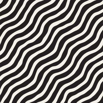 Seamless pattern with hand drawn waves. Abstract background with wavy brush s Stockillustratie