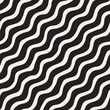 Seamless pattern with hand drawn waves. Abstract background with wavy brush s Stock Illustration
