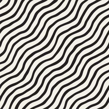 Seamless pattern with hand drawn waves. Abstract background with wavy brush s Illustrazione stock