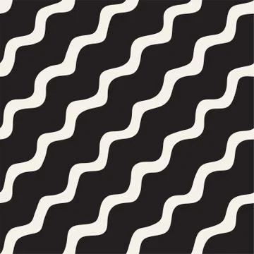 Seamless pattern with hand drawn waves. Abstract background with wavy brush s イラスト素材