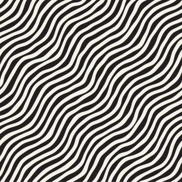 Seamless pattern with hand drawn waves. Abstract background with wavy brush s Illustrazione stock