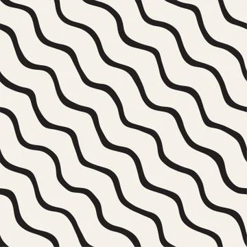 Seamless pattern with hand drawn waves. Abstract background with wavy brush s Stock Illustration