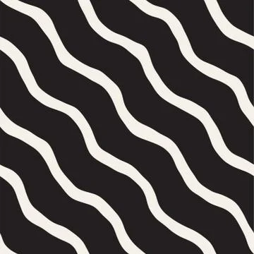 Seamless pattern with hand drawn waves. Abstract background with wavy brush s Stock Illustration