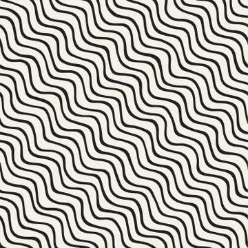 Seamless pattern with hand drawn waves. Abstract background with wavy brush s Stock Illustration