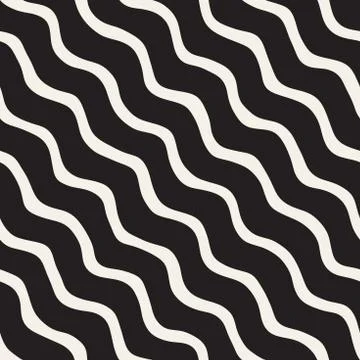 Seamless pattern with hand drawn waves. Abstract background with wavy brush s 스톡 일러스트