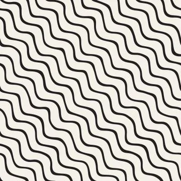 Seamless pattern with hand drawn waves. Abstract background with wavy brush s Stock Illustration