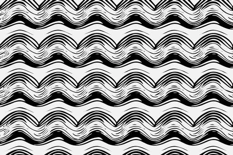 Seamless pattern with hand drawn wavy lines, editable EPS vector format Illustrazione stock