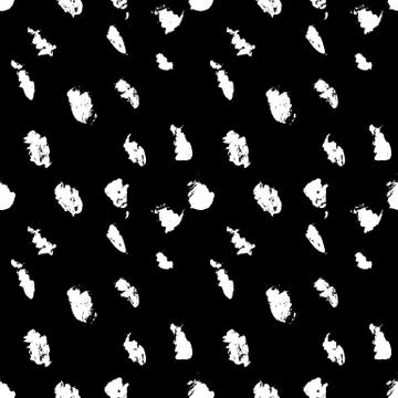 Seamless pattern with hand drawn white dots on black background. Polka texture イラスト素材