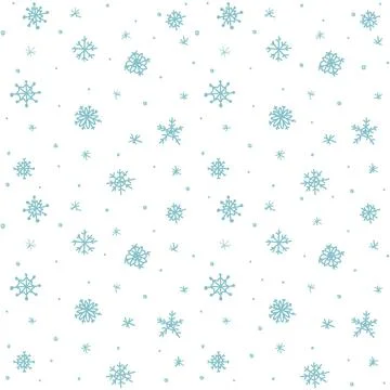 Seamless pattern hand drawn white snow flakes on white, simple winter backg.. Stock Illustration