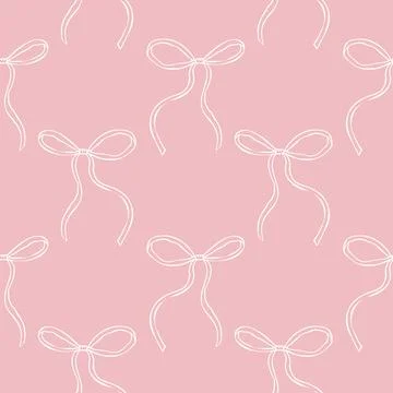Seamless pattern with hand drawn white bows on a soft pastel background Stock Illustration
