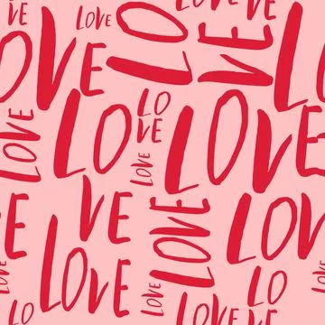 Seamless pattern with hand drawn word Love. Stock Illustration