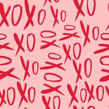 Seamless pattern with hand drawn word XoXo Stock Illustration