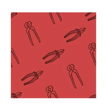 Seamless pattern with hand drawn working tools. Collection of hand tools. Han Stock Illustration