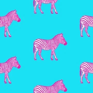 Seamless pattern with hand drawn zebra vector illustration. イラスト素材
