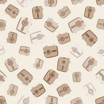 Seamless pattern with hand drown silhouette camera on color background. Business Stock Illustration