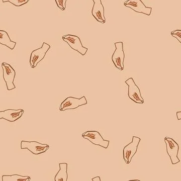 Seamless pattern Hand gesture communicating query or disagreement 스톡 일러스트