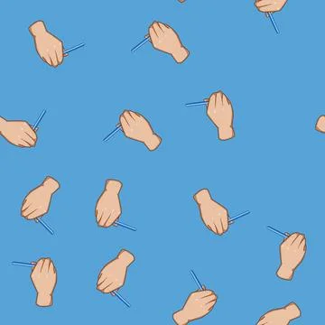 Seamless pattern Hand holding pen writing or drawing concept Illustrazione stock