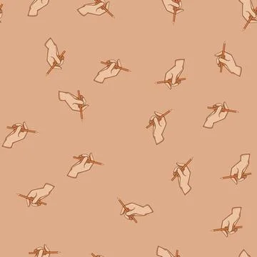 Seamless pattern Hand holding pencil for writing and drawing Stock Illustration