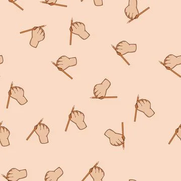 Seamless pattern Hand holding pencil, drawing or writing Stock Illustration