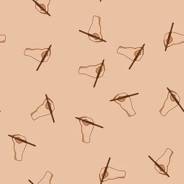 Seamless pattern Hand holding stylus drawing writing creating Stock Illustration