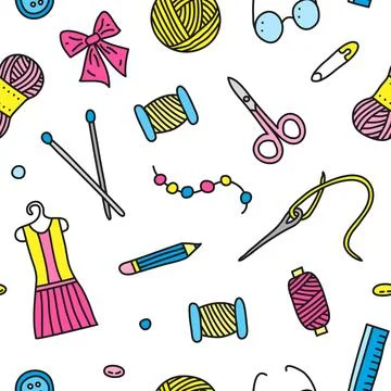 Seamless pattern with hand made doodles. Stock Illustration
