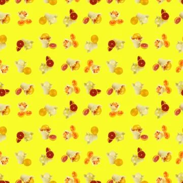 A seamless pattern of hand-made juicers with fruit for the preparation of fre Stock Photos