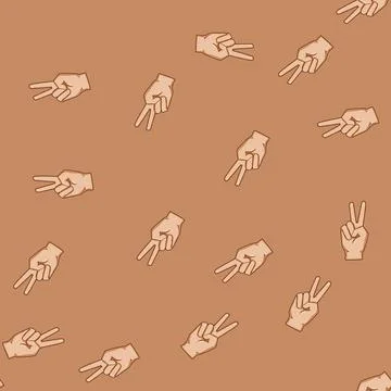 Seamless pattern Hand making peace victory sign gesture Stock Illustration