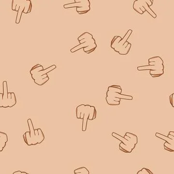 Seamless pattern Hand making rude gesture showing insult defiance Stock Illustration