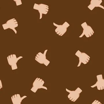 Seamless pattern Hand making thumbs up gesture for approval Stock Illustration