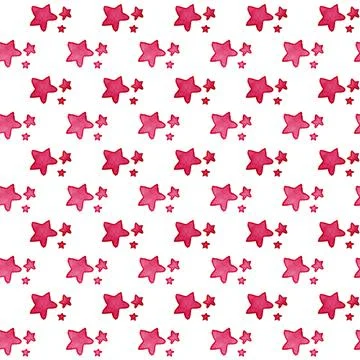 Seamless pattern of hand-painted red watercolor stars in repetition Stock Illustration