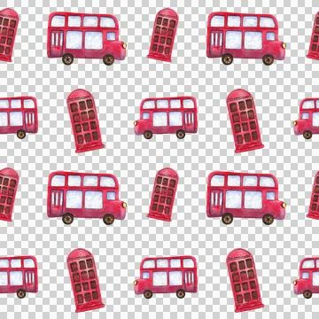Seamless pattern. Hand-painted watercolor elements with British symbols. Stockillustratie