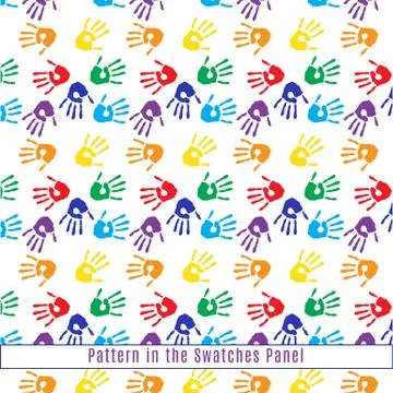 Seamless Pattern of Hand Prints in Rainbow Colors Stock Illustration