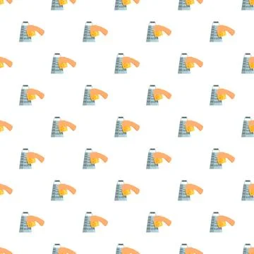 Seamless pattern with hand shredding cheese on grater Stock Illustration