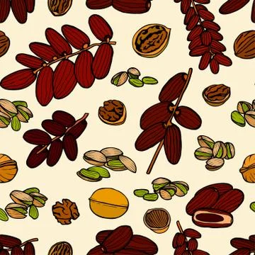 Seamless pattern hand sketched nuts Stock Illustration