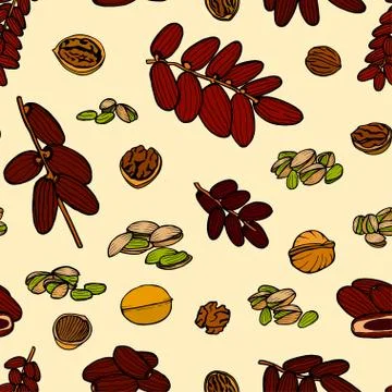 Seamless pattern hand sketched nuts Illustrazione stock