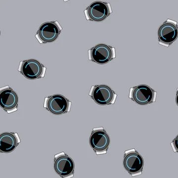 Seamless pattern hand smart watch cartoon vector Stock Illustration