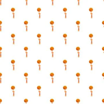 Seamless pattern with hand spinning basketball on finger Stock Illustration