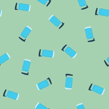 Seamless pattern hand thermos cup cartoon vector Stock Illustration