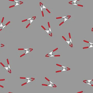 Seamless pattern Hand tool clip art with red spring clamp 스톡 일러스트