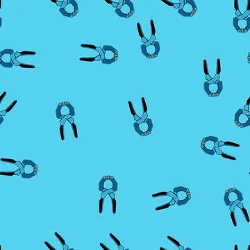 Seamless pattern Hand tool spring clamp gripping instrument artwork Stock Illustration